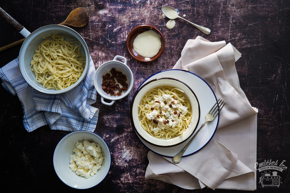 Hungarian home-made pasta with cottage cheese and bacon from the Taste of Memories countryside kitchen www.taste-of-memories.com